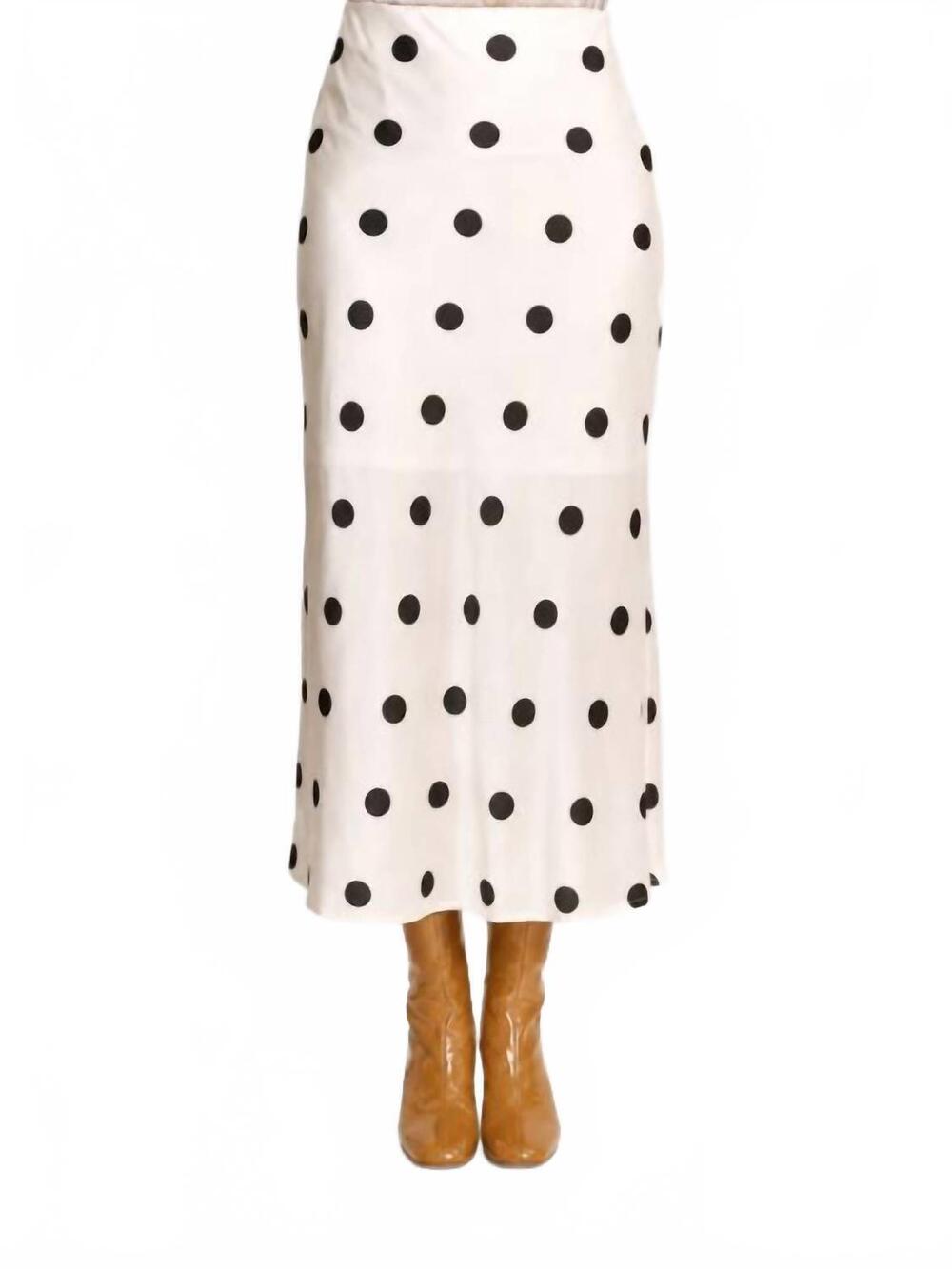 NEW DAVI & DANI dotted charm satin skirt in white